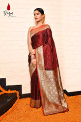 Tanchoi Banarasi Handloom Saree With Handwoven Paisley Jaal
